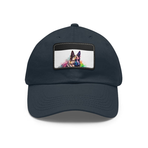 German Shepherd PupPrint Baseball Cap in White/Light Brown Rectangle Variant