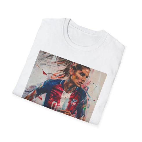 Striking Alex Morgan Portrait Soccer T-shirt in Charcoal, Size S.