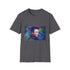 Vibrant charcoal cotton T-shirt with neon watercolor design and crew neck