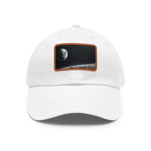 Earths Horizon Cap in White with Light Brown patch, Rectangle shape.