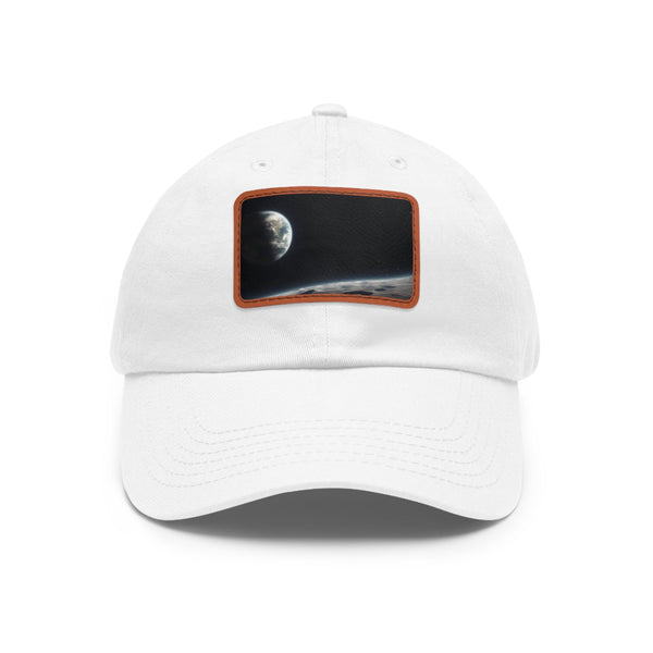 Earths Horizon Cap in White with Light Brown patch, Rectangle shape.