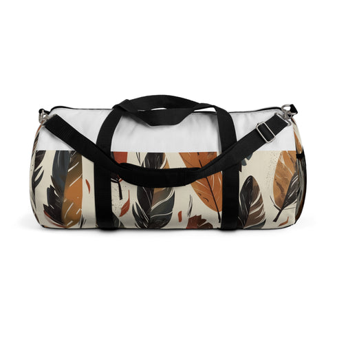 Boho Feather Duffel Bag, Small, All Over Print, Made in USA