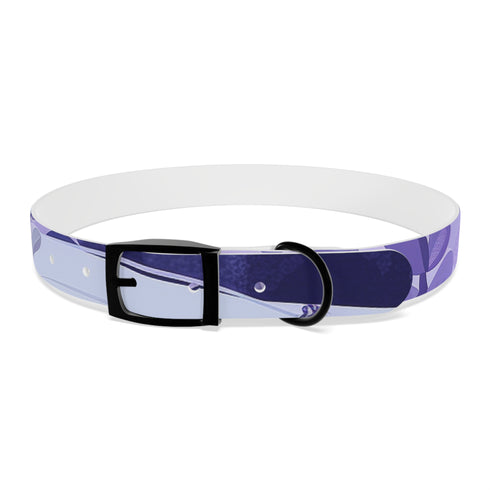 Stylish lavender dog collar with soothing floral pattern and black onyx.