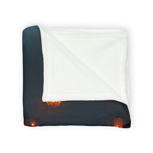 Floating Lanterns Guiding Ghost Ship Plush Fleece Throw Blanket