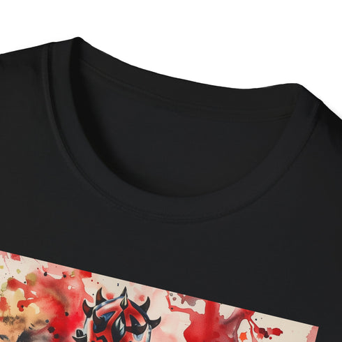 Charcoal cotton T-shirt with Darth Maul graphic and crew neck design
