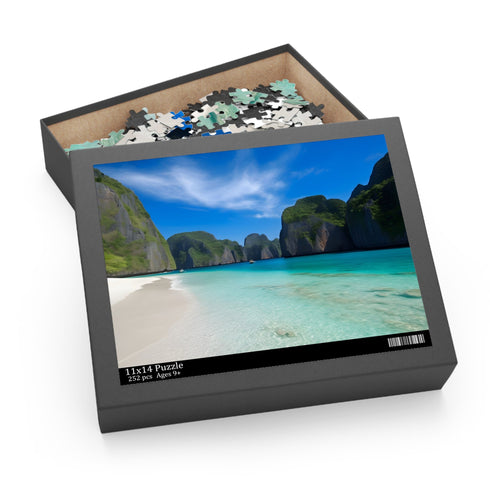 Vibrant Maya Bay Day jigsaw puzzle with crystal-clear waters.