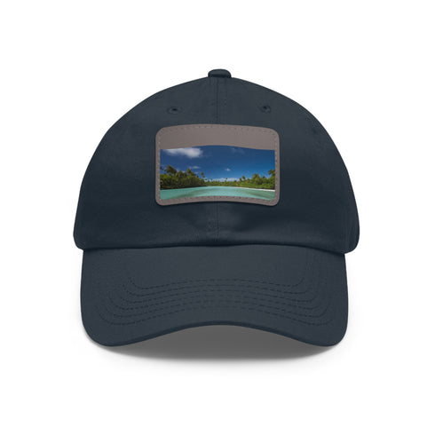 Aitutaki Paradise Cap in White with Light Brown patch and Rectangle shape.
