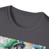 Charcoal crew neck T-shirt with Luigi ghost-hunting Poltergust design