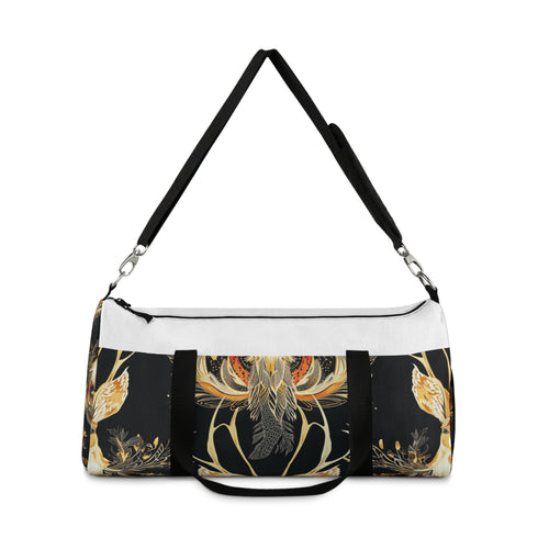 Mythical jackalope patterned small duffel bag for whimsical travels.