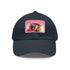 Neon watercolor Hugh Jackman baseball cap with light brown patch.