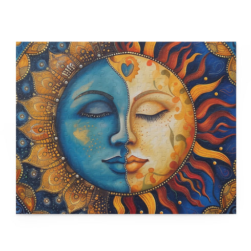 Celestial Mandala Puzzle - Enjoy a meditative journey with sun and moon designs in this intricate jigsaw puzzle