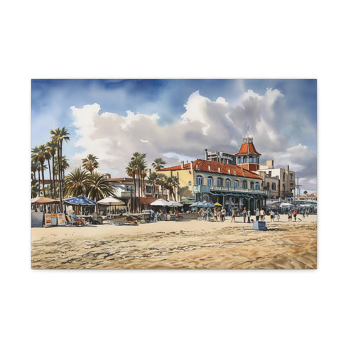 Vibrant Venice Beach coastal canvas print for home decor.