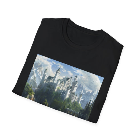 Mystical fantasy castle t-shirt, charcoal, regular fit, journey to enchanted realms.