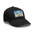 Empire State Skyline Watercolor Cap: White/light brown patch rectangular hat.
