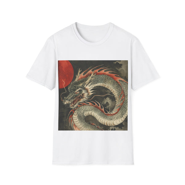 Charcoal cotton T-shirt with mythical Japanese dragon design in regular fit