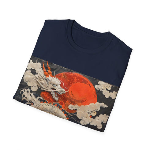 Japanese Dragon Soars Tshirt in Charcoal, Size S: Crew Neck Cotton Tee