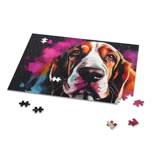 Adorable basset hound puzzle for dog lovers and enthusiasts.