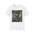 Charcoal cotton T-shirt featuring vibrant whimsical Luigi portrait design