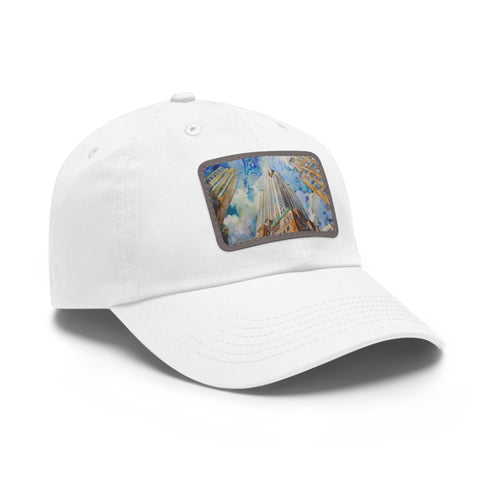 Chrysler Skyline watercolor cap in white with light brown patch.