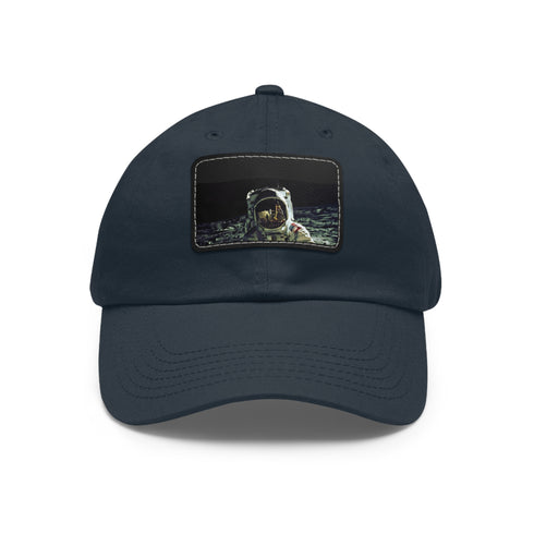 Galactic Adventures Space Baseball Cap in White with Light Brown Patch