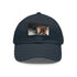 Ed Sheeran white watercolor baseball cap with light brown patch.