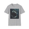 Charcoal cotton t-shirt with fierce Jaws shark painting capturing primal ocean power