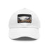 Highland Adventure Baseball Cap in White with Light Brown Patch.