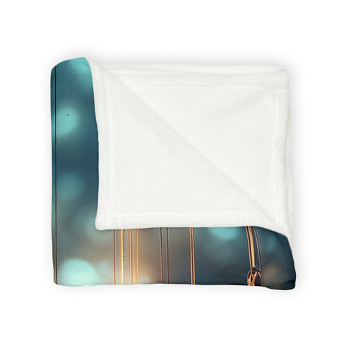 Mystical Wind Chimes Glowing in Night — Plush Fleece Throw Blanket — Product Detail View 8