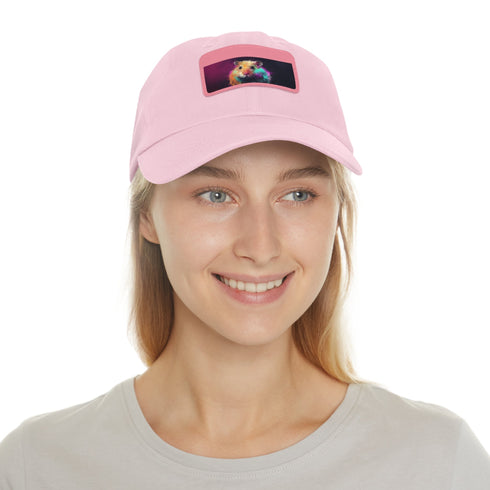 Neon Hamster Bliss Baseball Cap in white with light brown patch