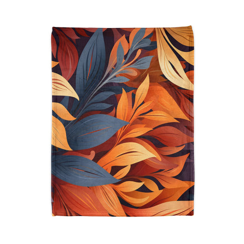 Autumn Foliage & Wildflowers Botanical Plush Fleece Throw Blanket - View 4 | Prints With Passion