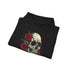 Skulls & Roses Navy Hoodie with Intricate Gothic Skull and Roses