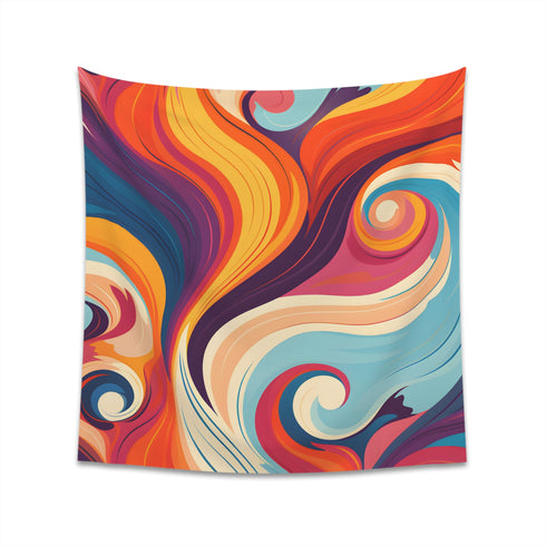 Groovy Waves Retro Marine Tapestry - Vintage 70s Style, High-Quality Fabric, Perfect Gift - Available in 2 Sizes