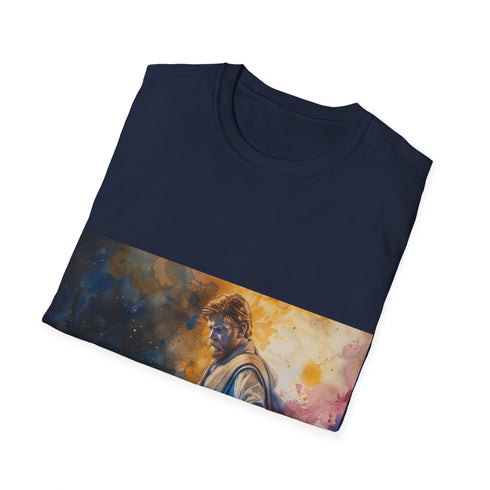 ObiWan Kenobi blue lightsaber tee in charcoal, size S, DTG.