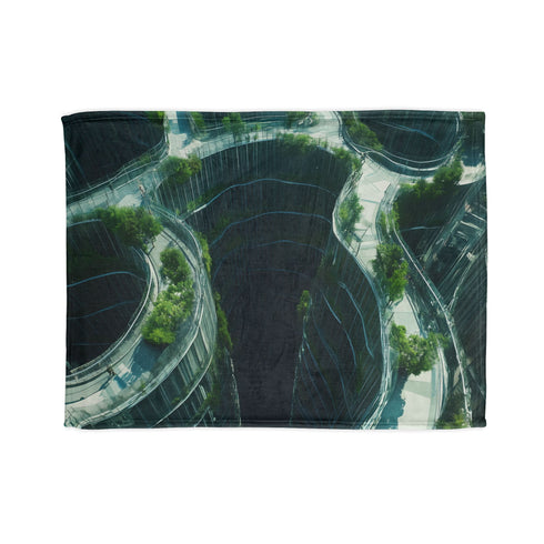 Glass Maze Growing through Skyscrapers Plush Fleece Throw Blanket