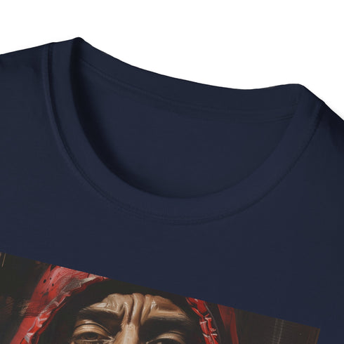 Charcoal cotton T-shirt with vibrant Eminem portrait capturing lyrical intensity