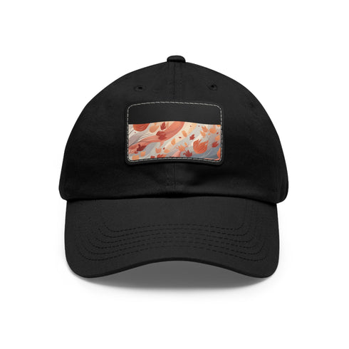 Autumn inspired cotton baseball cap with vibrant leaf pattern, unisex style.