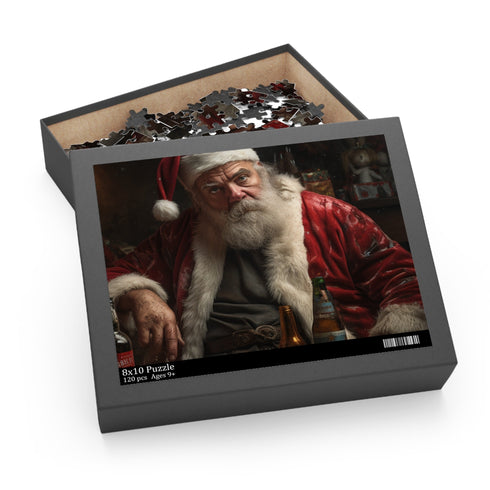 Spooky cave-dwelling bad Santa jigsaw puzzle, perfect for holiday fun.