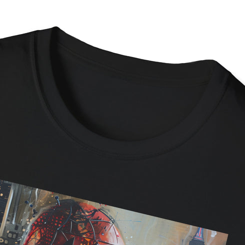 Charcoal Spider-Man cotton T-shirt with vibrant action portrait and crew neck design