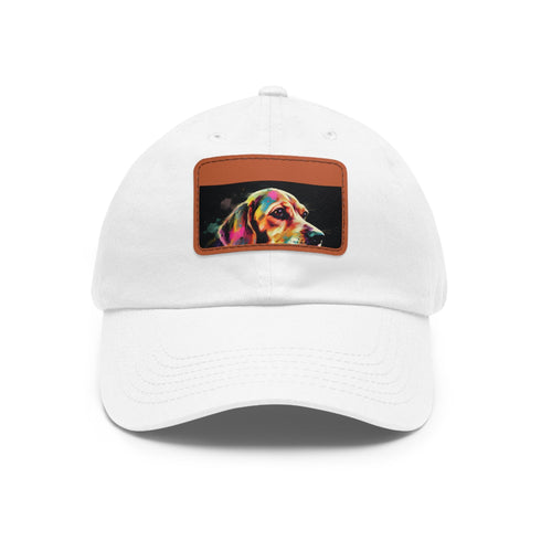 White Beagle Babe Baseball Cap with Light Brown Patch