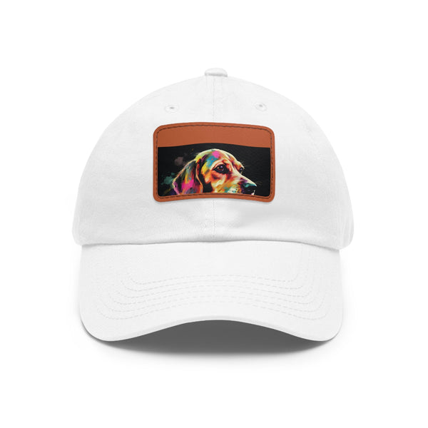 White Beagle Babe Baseball Cap with Light Brown Patch