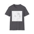 Minimalist charcoal cotton T-shirt with elegant line art face design.