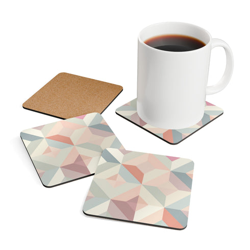 Pastel geometric square coaster set, perfect for summer home decor.