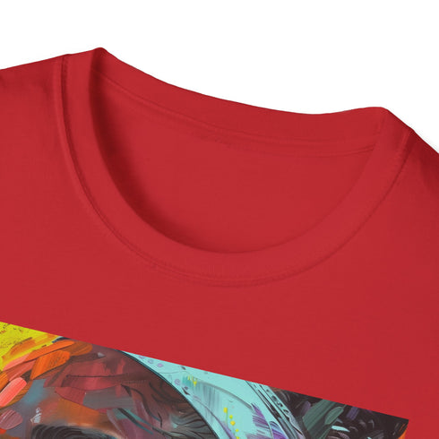 White cotton T-shirt featuring vibrant Coco Gauff painting.