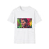 Vibrant neon cotton T-shirt with charcoal crew neck lively summer design