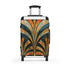 Abstract art deco black suitcase with eye-catching geometric patterns.