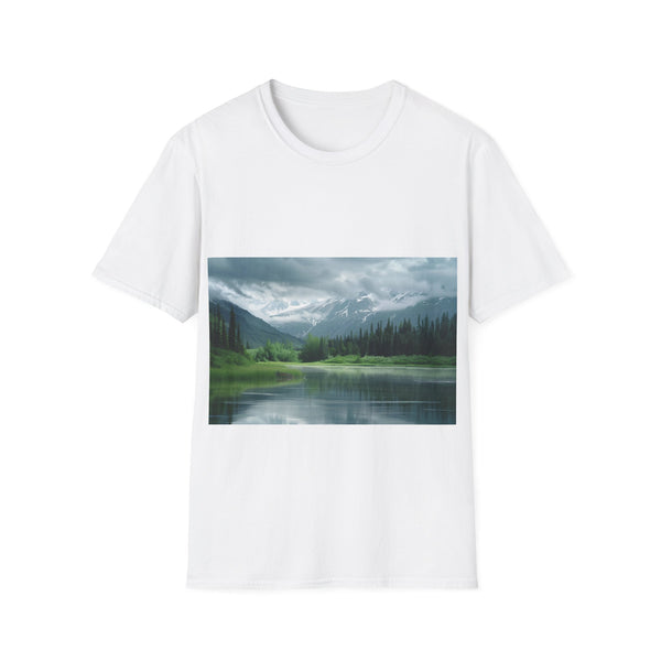 Alaska Adventure Landscapes Tee in Charcoal, Size S. Cotton t-shirt.