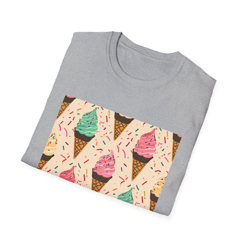 Sweet Indulgence Ice Cream Cone Pattern T-Shirt in Charcoal Size S