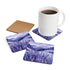 Serene Lavender Fields Square Corkwood Coaster Set for Kitchen and Desk