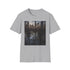 Charcoal cotton T-shirt with twilight cypress swamp graphic and crew neck design
