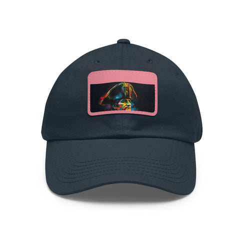 Neon watercolor baseball cap with light brown patch.